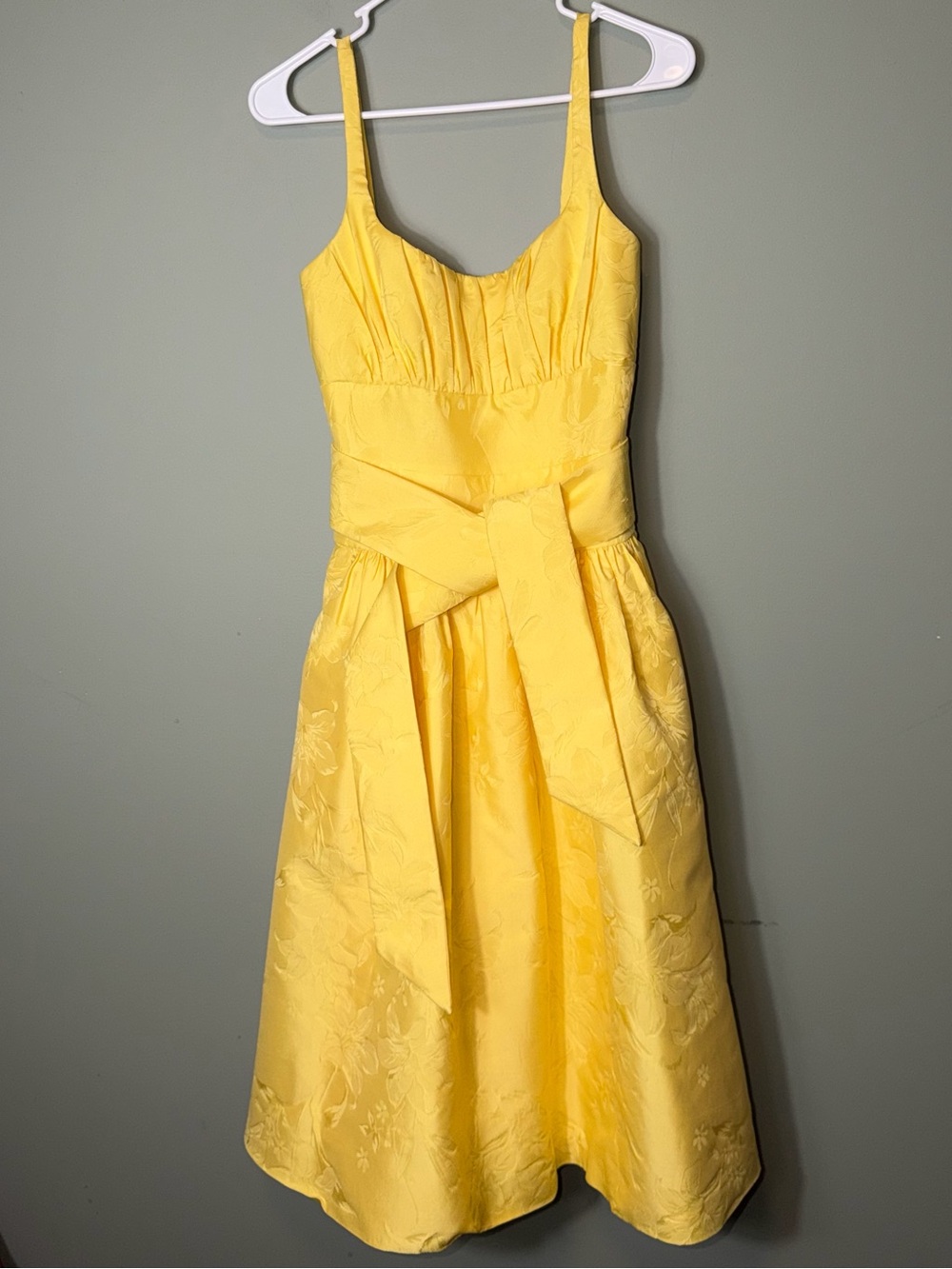 Anthropologie ML Monique Lhuillier Women’s Yellow Jacquard Midi Dress Size 2